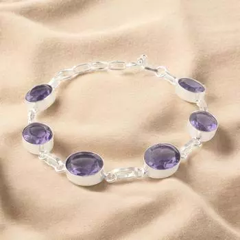 Редкий камень иолит Ювелирное изделие из серебра 925 пробы Браслет 9 Подарок на День матери RB-5-5