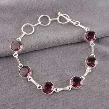 Редкий камень родолит, серебро 925 пробы с клеймом, ювелирное изделие ручной работы, модный браслет RB-14-13