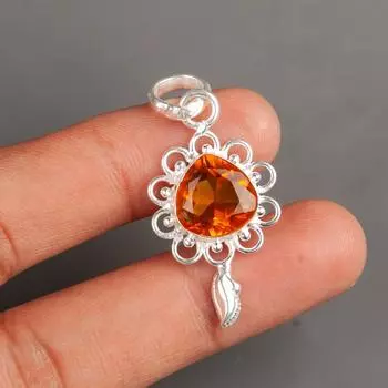 Редкий кулон с цитрином для женщин 1,80 серебро 925 пробы ручная работа PP-4-5