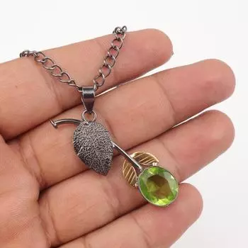 Редкий кулон с драгоценным камнем Перидот из серебра 925 пробы, ручная работа, уникальный подарок PP-55-12