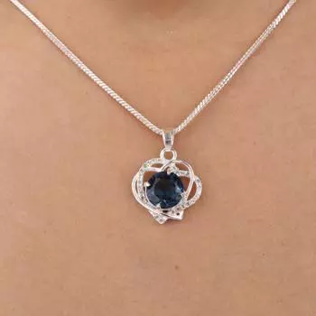 Редкий лондонский голубой топаз драгоценный камень 925 стерлинговое серебро ювелирные изделия циркон кулон 0,84 CZP-14-7