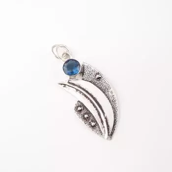 Редкий Лондонский Голубой Топаз Драгоценный Камень 925 Стерлинговое Серебро Ювелирные Изделия Ручной Работы Подвеска PP-36-6