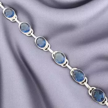Редкий Лондонский Голубой Топаз Драгоценный Камень 925 Стерлинговое Серебро Ювелирные Изделия Ручной Работы Браслет 8 RB-10-8