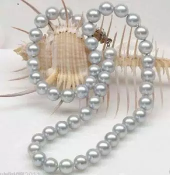Редкий!Ожерелье из серого культивированного жемчуга 8-9 мм, 18 дюймов