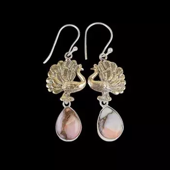 Редкий розовый медный бирюзовый драгоценный камень 925 стерлинговое серебро Ювелирные изделия Серьги 2,20 EE-44-33