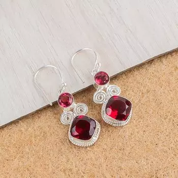 Редкий розовый рубеллит драгоценный камень 925 стерлинговое серебро ручная работа ювелирные серьги 1,12 EE-69-9