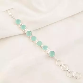 Редкий самоцвет аквахалцедон, серебро 925 пробы, браслет-заявление ручной работы, 9 дюймов RB-7-13