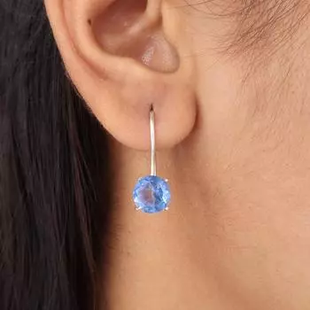 Редкий Танзанит Драгоценный Камень 925 Стерлинговое Серебро Ювелирные Изделия Ручной Работы Круглые Серьги 0,92 EE-174-3