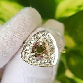 Редкое кольцо из серебра 925 пробы с натуральным турмалином лиддикоатитом и фианитами, размер 8,75 США, A91 8.75 US