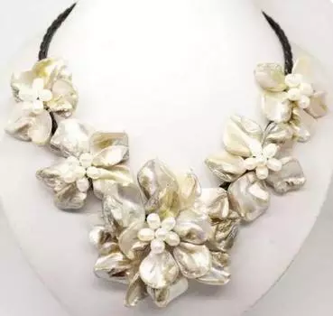 Редкое огромное БЕЛОЕ ОЖЕРЕЛЬЕ С ЖЕМЧУГОМ КЕШИ В БАРОККО ЮЖНОГО МОРЯ 18 ДЮЙМОВ