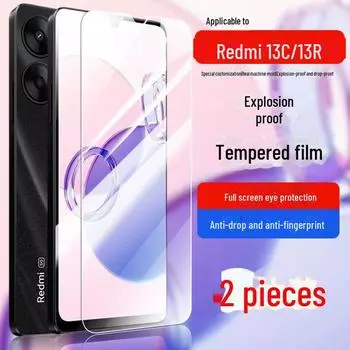 Redmi 13C/13R полноэкранная закаленная пленка: Защитная пленка высокой четкости для Redmi 12C, устойчивая к падениям и взрывам Redmi 13R, 1 piece