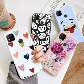 Редми 9С 9С NFC?Чехол для телефона Защитный силиконовый чехол для Redmi 9C Модное цветочное облако Мягкий ТПУ Черный Противоударный Мягкий задний корпус черного розового цвета Redmi 9C