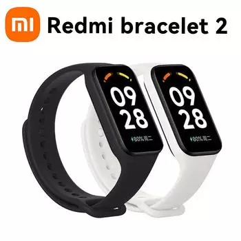 Redmi Браслет REDMI 2 Mi Band Насыщение крови кислородом Мониторинг сердечного ритма сна Спортивные умные водонепроницаемые часы с квадратным экраном Длительный срок службы батареи чёрный