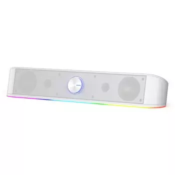 Redragon GS560 RGB настольный компьютерный динамик с аудиоподсветкой и динамическим освещением, сенсорным управлением, подсветкой и громкостью, питанием от USB, белым цветом