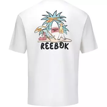 Reebok American Style Comfortable Versatile Casual Loose Fit Round Neck Printed Short Sleeve T-Shirt Unisex Tops White 24SRM431UGW1 L