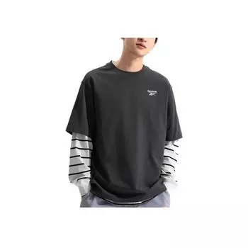 Reebok American Style Comfortable Versatile Casual Loose Fit Round Neck Short Sleeve T-Shirt Unisex Tops Charcoal-Black 24SRM433UGH1 XL