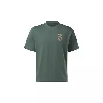 Reebok American Vintage Printed Crew Neck Short Sleeve T-Shirt Unisex T-Shirt Army-Green II3254 L
