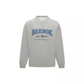 Reebok Американский винтажный принт с буквами Трикотажная свободная толстовка с круглым вырезом унисекс, толстовка средне-меланжево-серая 23FRC353UGG4 L