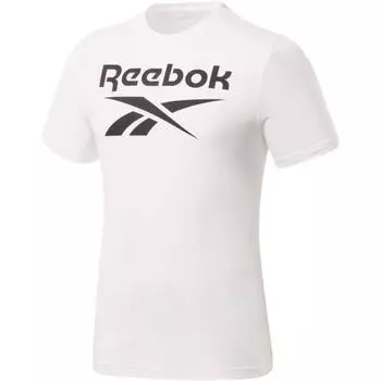 Reebok Базовая футболка с круглым вырезом и логотипом, удобная, простая, облегающая, спортивная, повседневная, с коротким рукавом, мужские топы, белая FP9152 S