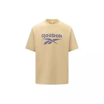 Reebok Базовый принт логотипа классическая универсальная спортивная повседневная футболка с коротким рукавом унисекс топы хаки 24SRM409UGM1 XS