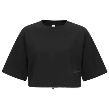 Reebok Beats Cropped Tee Series Solid Color Loose Short Sleeve T-Shirt Women Tops Black 23RCS418W001 S