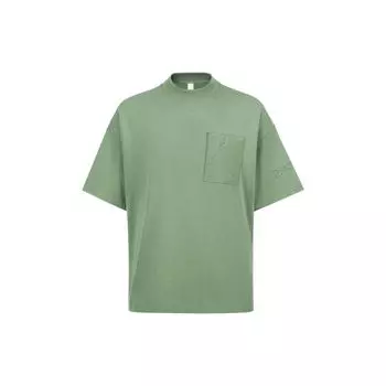 Reebok Beats Pocket Tee Solid Color Knitted Half High Neck Loose Short Sleeve T-Shirt Unisex Tops Green 23RCS421UGL2