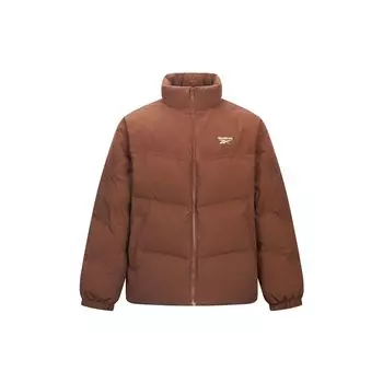 Reebok Casual Solid Color Versatile Zipper Long Sleeve Down Jacket Unisex Outerwear Brown 24FRM219UGBR M