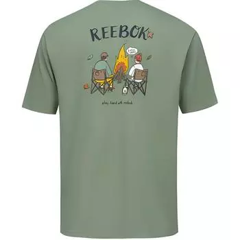 Reebok Casual Sports Cartoon Print Knitted Short Sleeve T-Shirt Unisex Tops Light-Army-Green 24SRM427UGL2 XL