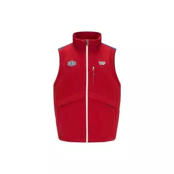 Reebok Color Block Logo Embroidered Badge Warm Woven Down Vest Unisex Vests Deep-Red Blue 23FRC283UGR2 M