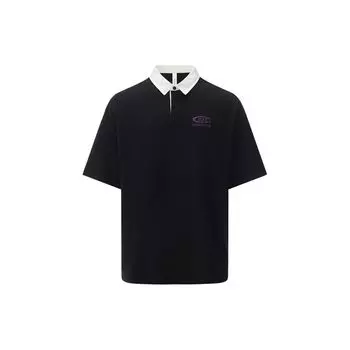 Reebok Color Block Polo Collar Knitted Short Sleeve Polo Shirt Unisex tops Black 24SRC407UGH0 M
