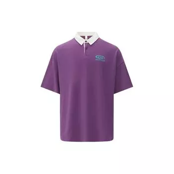 Reebok Color Block Polo Knit Short Sleeve Shirt Unisex tops Purple 24SRC407UGP2 M