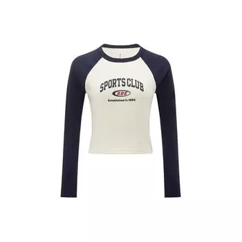Reebok Color Block Raglan Long Sleeve T-Shirt Women Tops Navy 24SRC502WGN2 S