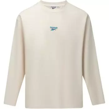 Reebok Fashion Retro Loose Simple Casual Versatile Round Neck Breathable Long Sleeve T-Shirt Unisex Tops Beige 24FRM503UGM1 M