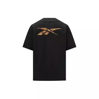 Reebok Футболка бейсбольная унисекс с вышитым логотипом серии Cny, водонепроницаемая, свободная, с коротким рукавом, черная 24SRC109UGH0 M