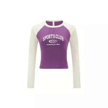 Reebok Футболка с длинным рукавом реглан Color Block, женские топы, фиолетовый 24SRC502WGP2 S