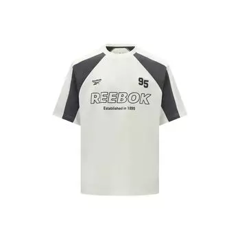 Reebok Футболка свободного кроя с цветными блоками, круглым вырезом, коротким рукавом и буквенным принтом, унисекс, белая 24SRM415UGW1 XS