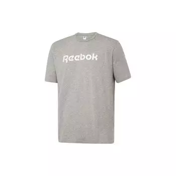 Футболка унисекс с коротким рукавом и принтом логотипа Reebok Linear Read Letter, серая, с круглым вырезом GR8482 M