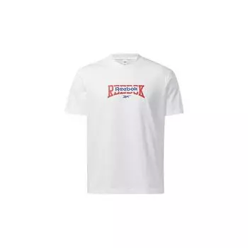Reebok Футболка унисекс с логотипом, классическая, повседневная, спортивная, свободного кроя, удобная, влагоотводящая, с круглым вырезом, с коротким рукавом, белая GS4174 S
