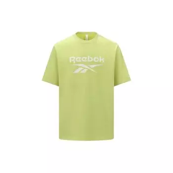 Reebok Футболка унисекс с принтом логотипа, классическая, спортивная, повседневная, с круглым вырезом и коротким рукавом, зеленая 24SRM409UG01 XS