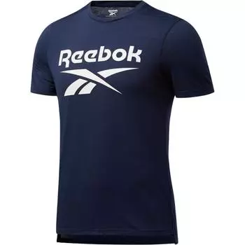 Reebok Футболка Wor Sup Ss Graphic Tee с логотипом американского винтажного бренда и буквенным принтом, круглым вырезом и коротким рукавом, мужские топы темно-синего цвета FU3256 XL