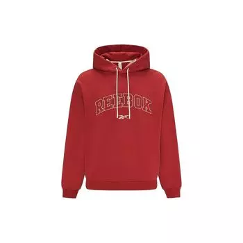 Reebok Hooded Drawstring Letter Print Comfortable American Vintage Pullover Sweatshirt Unisex Sweatshirt Deep-Red 23FRC351UGR2 M