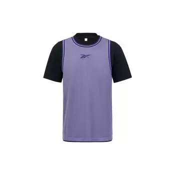 Reebok Hoop 2 In 1 Vest Color Block Knitted Short Sleeve T-Shirt Unisex Tops Purple 23RCS423UGP0 L