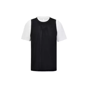 Reebok Hoop 2 In 1 Vest Color Block Knitted Short Sleeve T-Shirt Unisex Tops Black 23RCS423U001 M