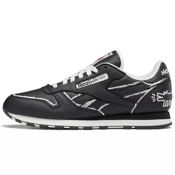 Reebok Keith Haring x Classic Leather Dog Blackboard Chalk Drawing Мужские кроссовки Серые Pure-Grey-8 GZ1456 40