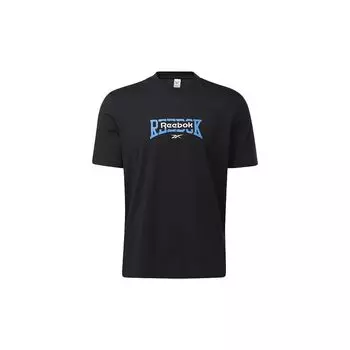Reebok Классический логотип с принтом Повседневная свободная удобная потопоглощающая круглая горловина с коротким рукавом футболка унисекс футболки черного цвета GV3452 S