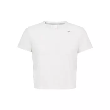 Reebok Круглый вырез с вышитым логотипом, спортивная повседневная тканая футболка с коротким рукавом, женские топы, белый цвет 23RCS408W100 M