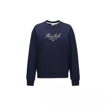 Reebok Круглый вырез свитер с буквенным принтом дышащая толстовка с длинным рукавом женская толстовка темно-синего цвета 24FRM306WGN2 S