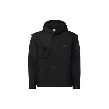 Reebok Куртка с капюшоном на молнии с вышивкой логотипа Мужские куртки Черный GV3435 S
