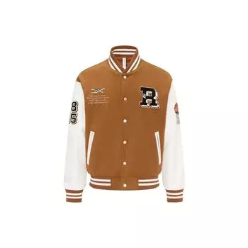 Reebok Letter Casual Stand Woolneck Теплая однобортная свободная хлопковая винтажная спортивная куртка унисекс коричневая 23FRC251UGBR S