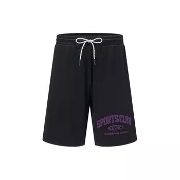 Reebok Letter Embroidery Lace-Up Straight Casual Shorts Unisex shorts Black 24SRC605UGH0 M